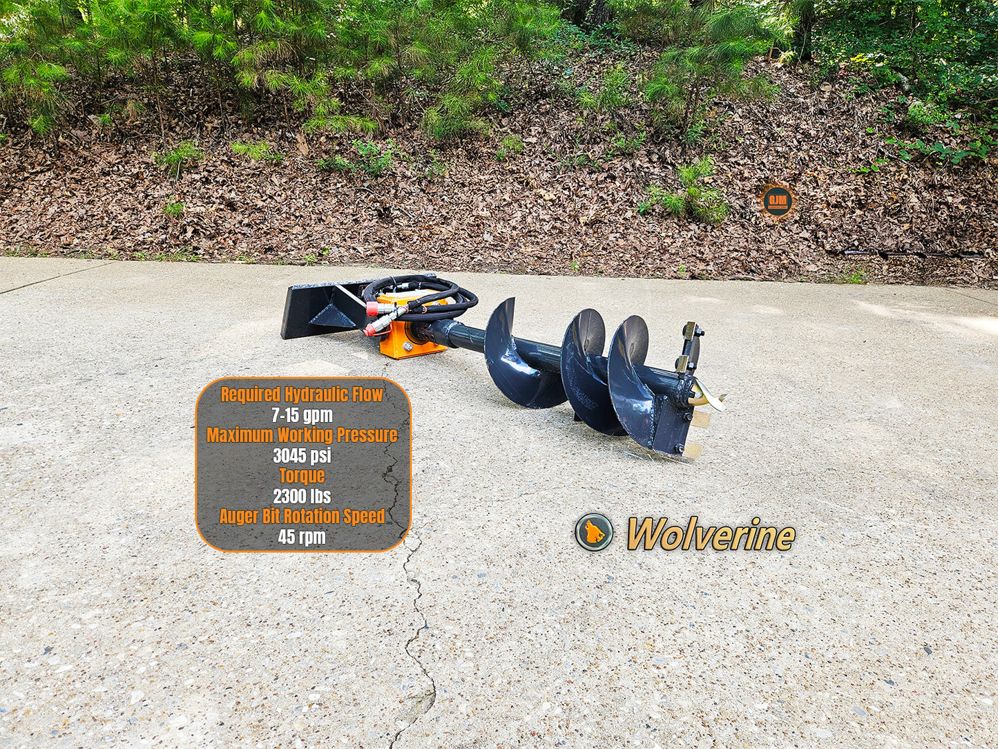 Wolverine MAD-12-12D Mini Skid Steer Hydraulic Auger with 12" Bit