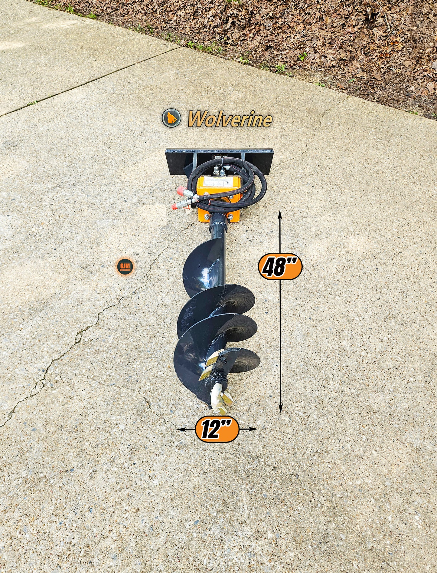 Wolverine MAD-12-12D Mini Skid Steer Hydraulic Auger with 12" Bit