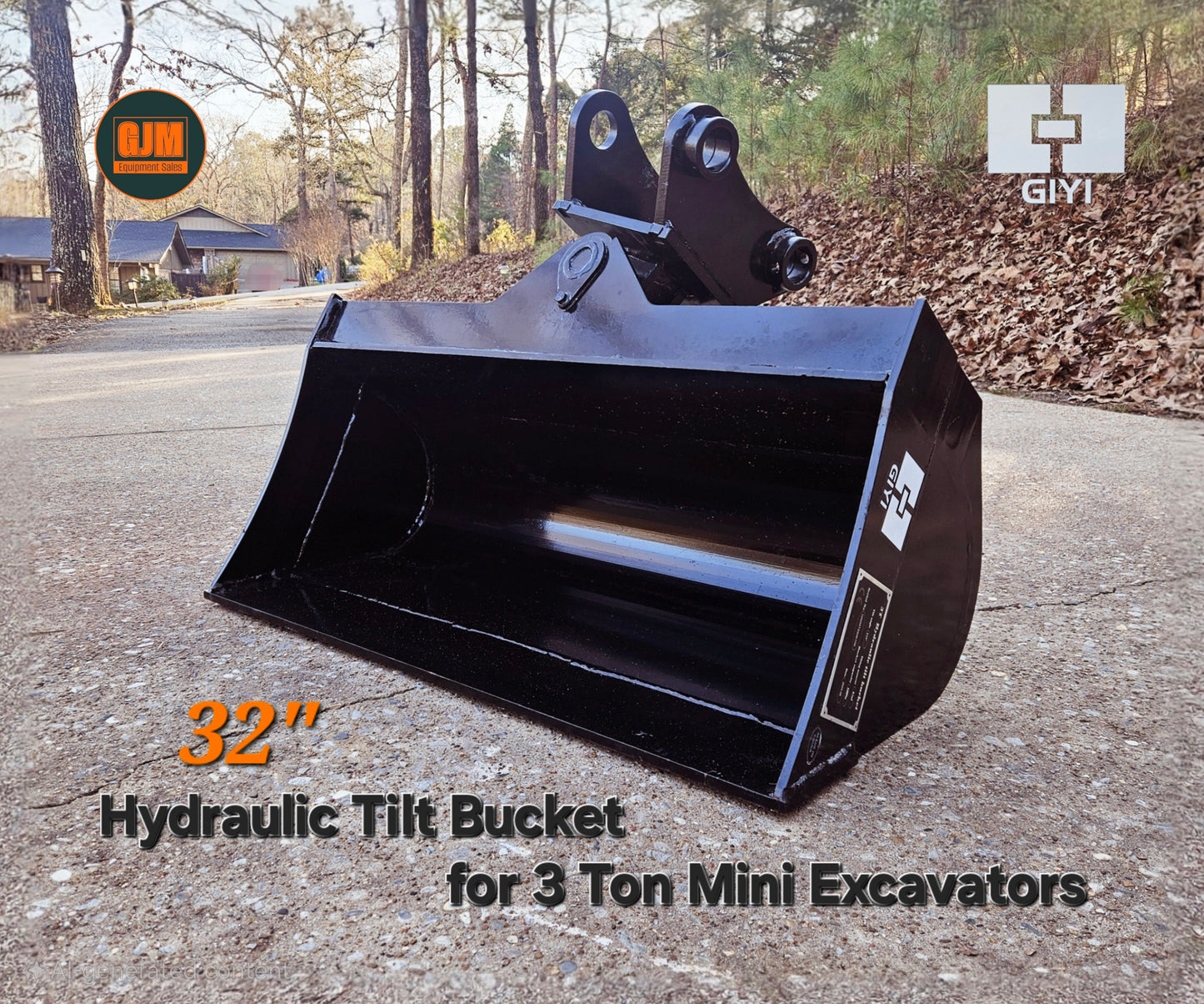 GIYI 32" Hydraulic Tilt Bucket for 3 Ton Mini Excavators
