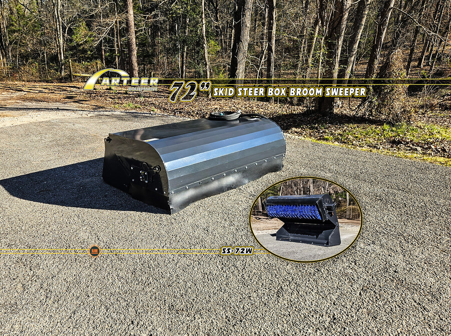 Arteer SS-72W 72" Skid Steer Box Broom Sweeper