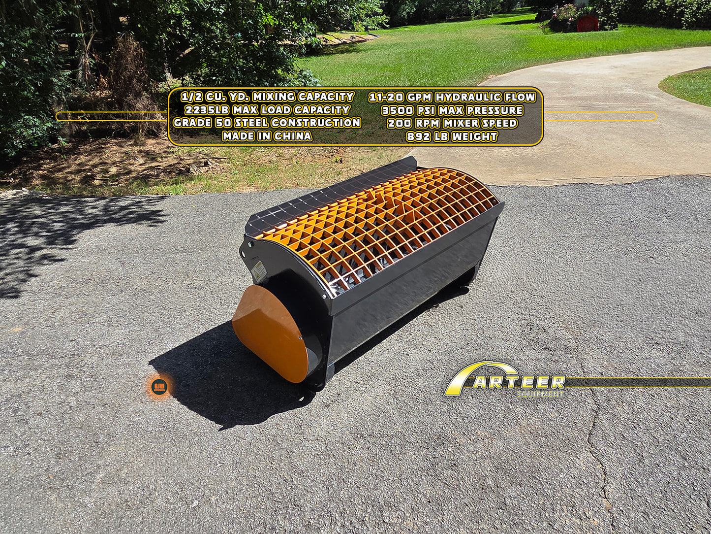 Arteer CM-300V Skid Steer 1/2 YD Concrete Mixer