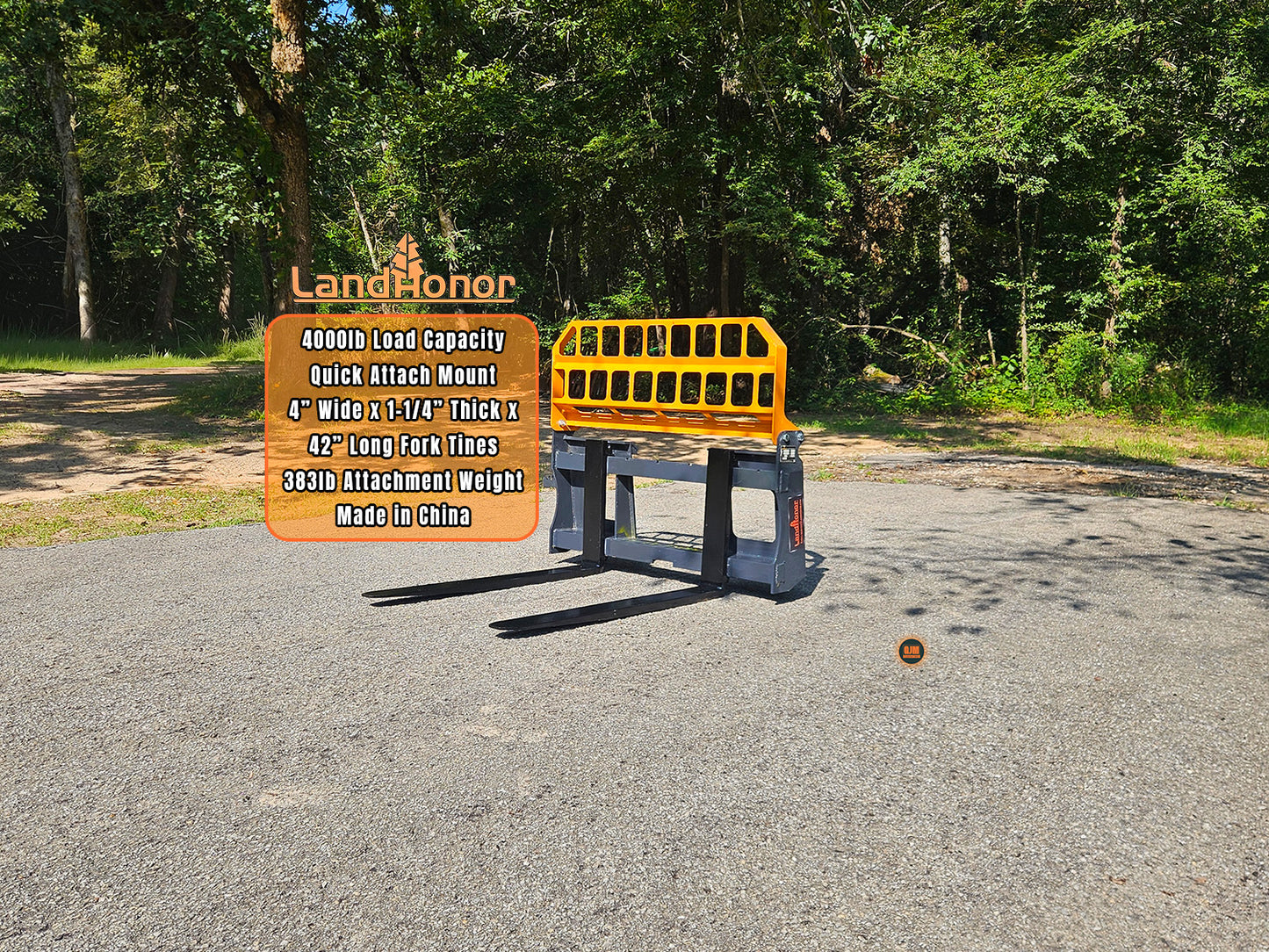 LandHonor PF-11-3500G 42" 4000lb Capacity Skid Steer Pallet Forks