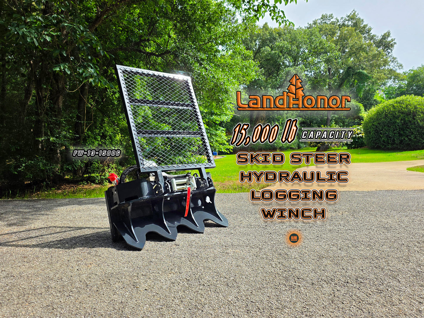 LandHonor FW-13-15000G 15,000 lb Capacity Skid Steer Hydraulic Logging Winch