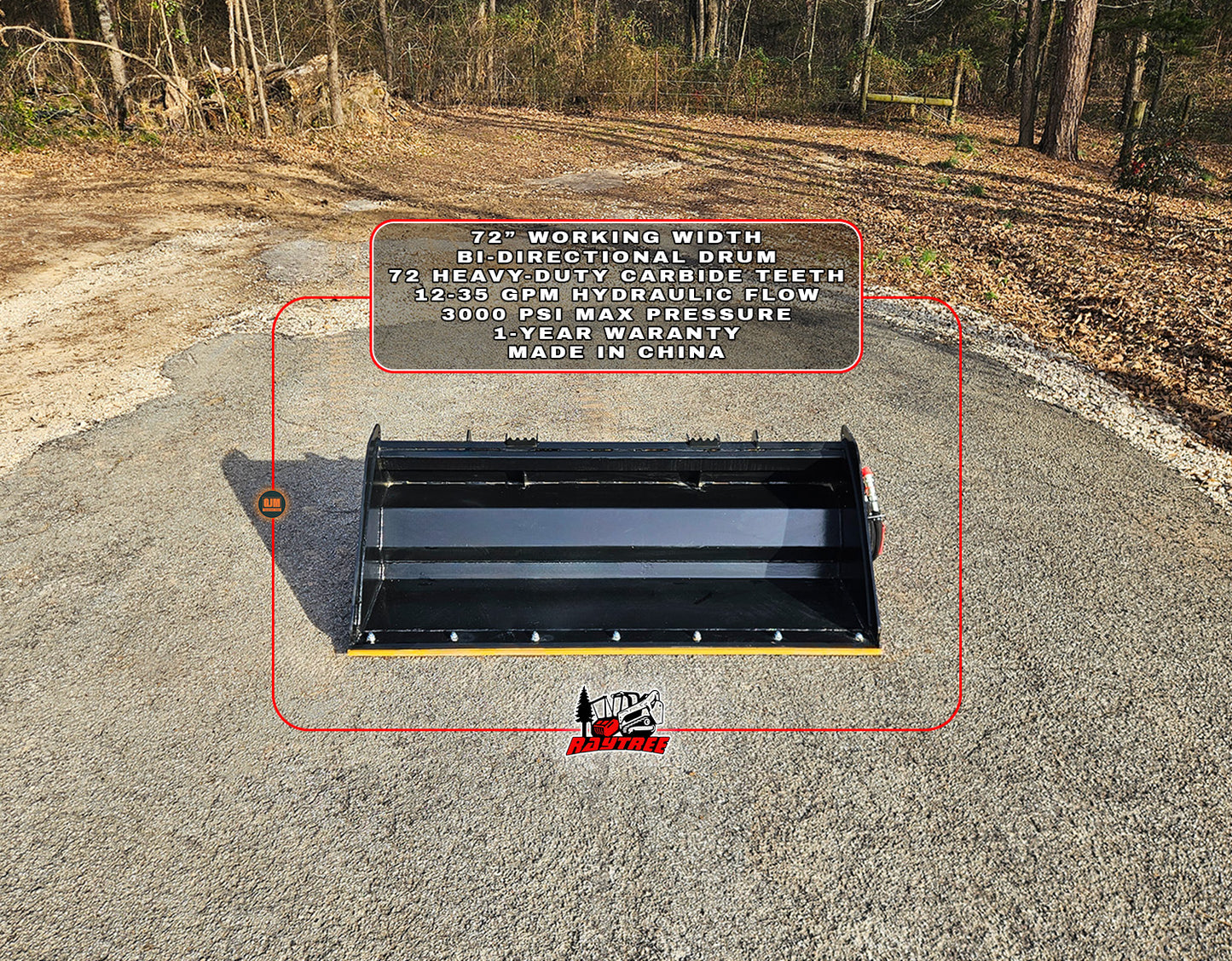 Raytree RMRB72 72" Skid Steer Power Rake Bucket