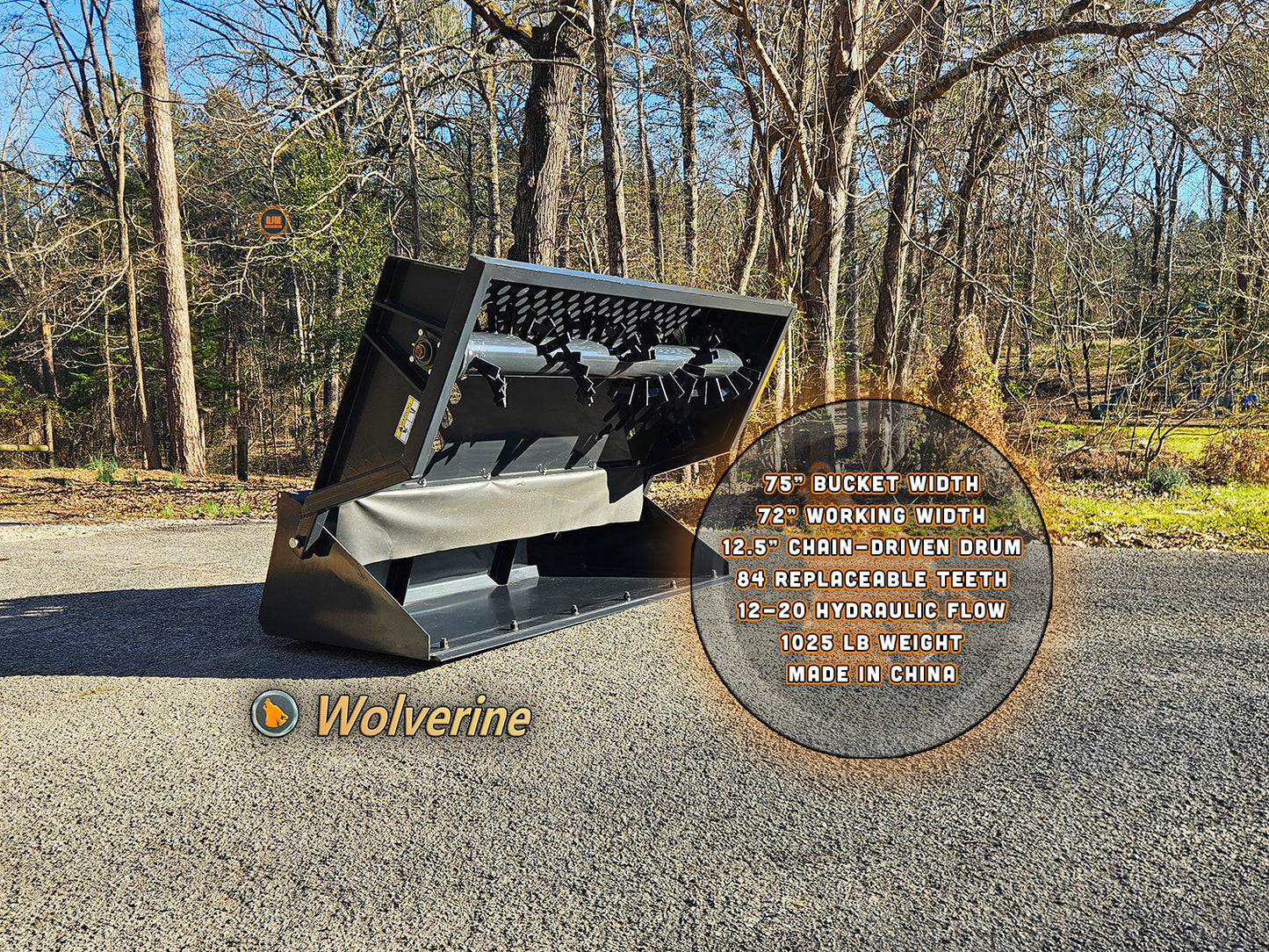 Wolverine RCR-12-84W 72" Skid Steer Rock Rake