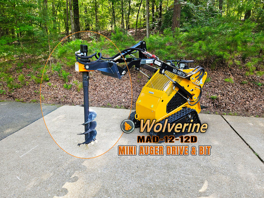 Wolverine MAD-12-12D Mini Skid Steer Hydraulic Auger with 12" Bit