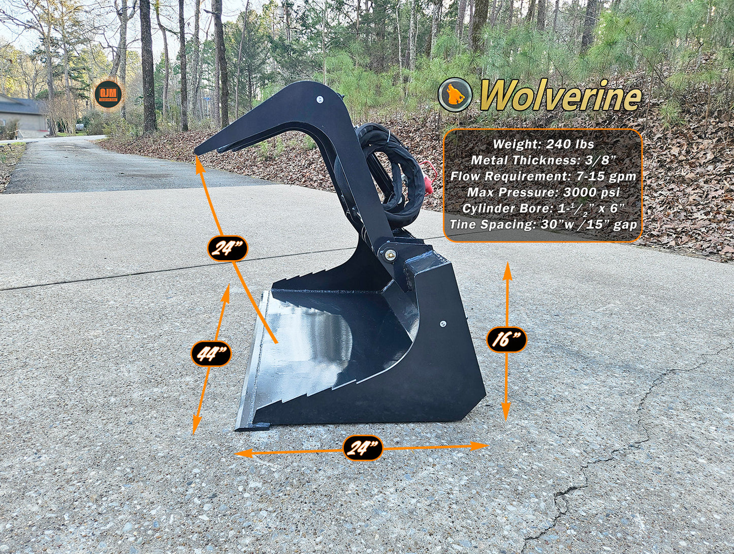 Wolverine MSG-11-44W Mini Skid Steer Stump Grapple
